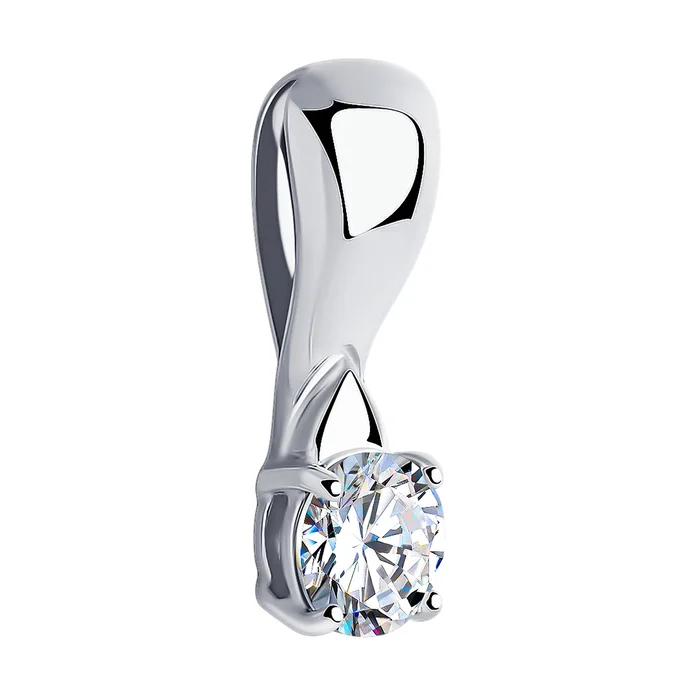 Подвеска Diamant для женщин 94-130-01548-1, серебро 925 пробы с родированием, фианит круглый бесцветный 5 мм, 0.846 ct, 16x5x5 мм, 0.84 г