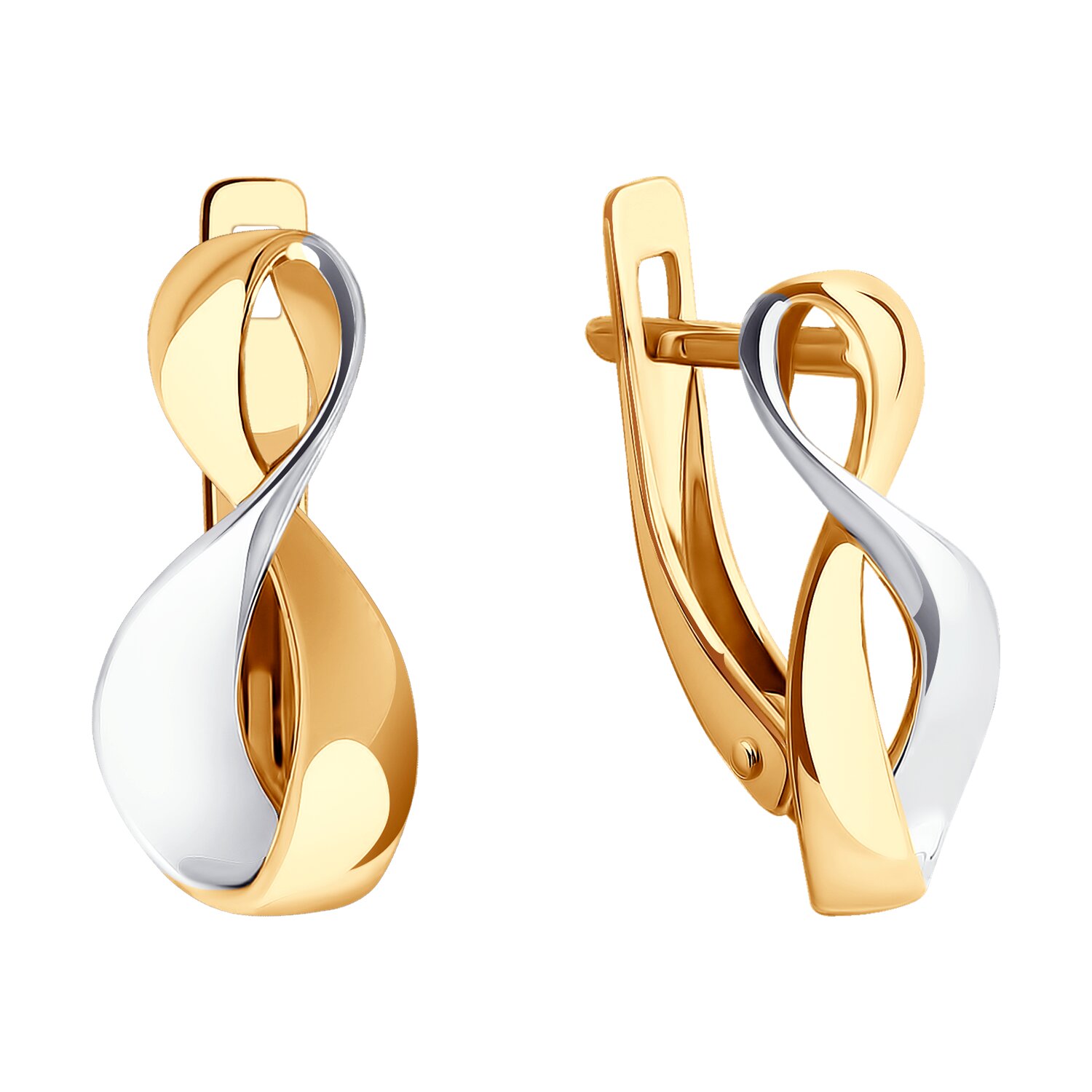 Bijuterie Diamant 51-120-02220-1 pentru femei, Aur Roșu 585 cu placare Rodiu, Închizătoare Englezească, 16x7x2 mm