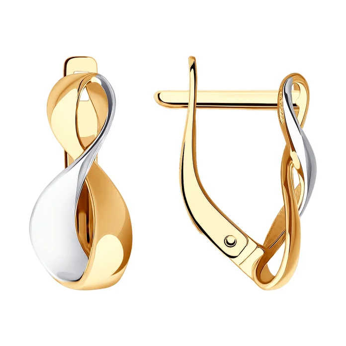Bijuterie Diamant 51-120-02220-1 pentru femei, Aur Roșu 585 cu placare Rodiu, Închizătoare Englezească, 16x7x2 mm