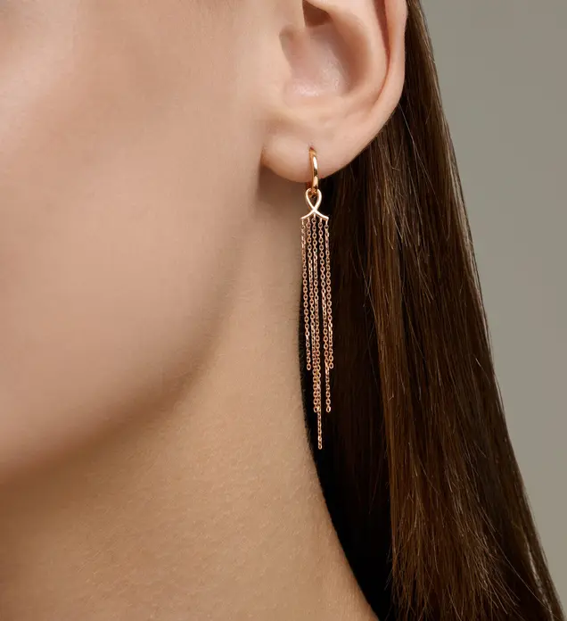 SOKOLOV 0200780 Women's Transformer Earrings, 585 Red Gold, English Lock, Trendbook AW 25-26 Collection, 1.66g, 17mm Length