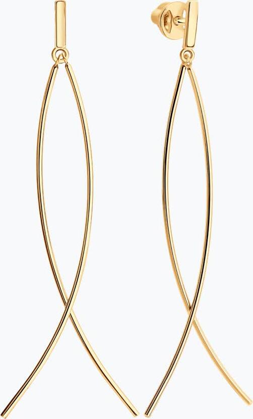 Cercei lungi liniari pentru femei SOKOLOV 0200937, Aur Roșu 585, Lungime 57mm, 2.6g, Închegat Stud/Șurub, Design cu fire intersectate