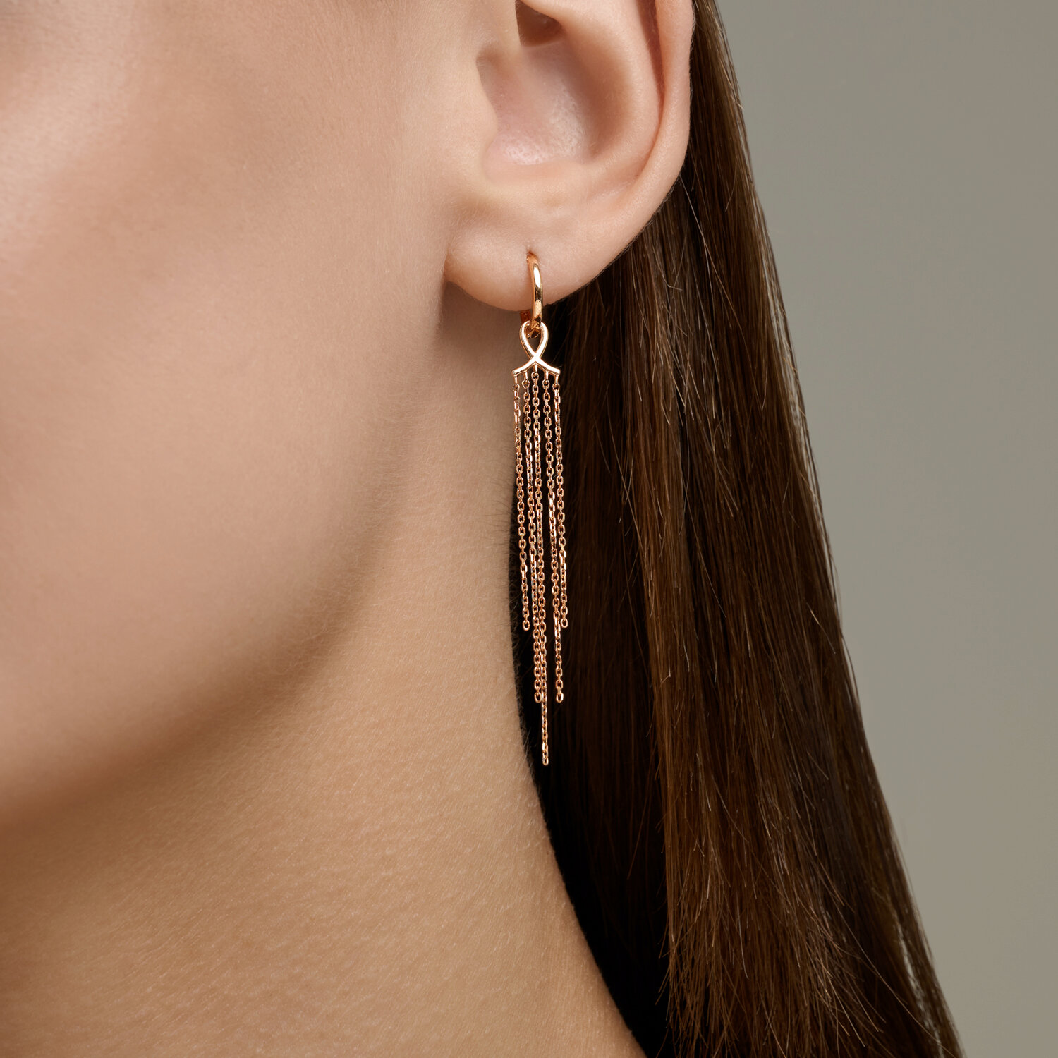 SOKOLOV 0200780 Women's Transformer Earrings, 585 Red Gold, English Lock, Trendbook AW 25-26 Collection, 1.66g, 17mm Length