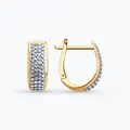 SOKOLOV 0200484 Women's Red Gold 585 Earrings, Rectangular Diamond-Cut Texture, English Lock, 16x6x2 mm, 2.86 g
