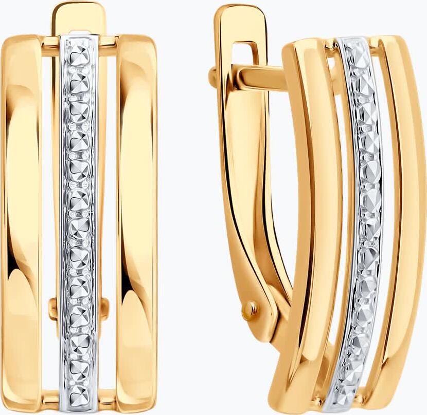 Cercei damă clasici Sokolov 51-120-00482-1, Aur Roșu 585, Închidere Englezească, Lungime 17mm, Colecția SOKOLOV exclusively for Diamant