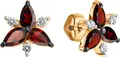 Cercei Puset Diamant 51-322-02329-3 pentru femei, Aur Roșu 585, Garnet și Zirconiu Cubic, Placare Rodiu, 1.81g