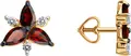 Cercei Puset Diamant 51-322-02329-3 pentru femei, Aur Roșu 585, Garnet și Zirconiu Cubic, Placare Rodiu, 1.81g