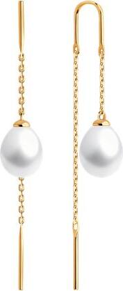 SOKOLOV 792410 Women's Earrings, 585 Red Gold, Natural White Pear-Shaped Pearls 7x7.5mm, French Hook Closure