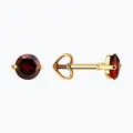 Diamant 51-322-02196-3 Women's Red Gold 585 Stud Earrings with Round Red Garnet 5mm, 1.211 ct