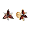 Cercei Puset Diamant 51-322-02329-3 pentru femei, Aur Roșu 585, Garnet și Zirconiu Cubic, Placare Rodiu, 1.81g