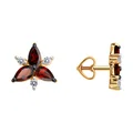 Cercei Puset Diamant 51-322-02329-3 pentru femei, Aur Roșu 585, Garnet și Zirconiu Cubic, Placare Rodiu, 1.81g