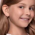 SOKOLOV 021939 Children's Earrings, 585 Red Gold, Round Green Cubic Zirconia 3mm, French Clasp, 1.04g