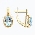 Cercei Diamant 31-320-01927-1 pentru femei, Aur Roșu 375 (9K), Topaz Albastru Oval 8x6mm, Închidere Englezească, 2.52g, Colecția 9 Karat