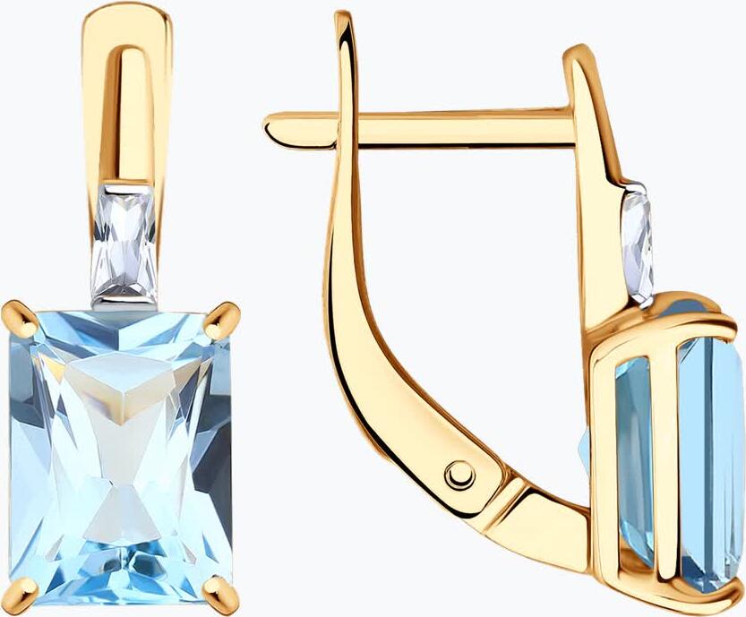 Diamant 31-320-01552-1 Women's Earrings, 9k Red Gold 375 Rhodium Plated, Fantasy Cut Topaz and Cubic Zirconia, English Lock, 2.33g