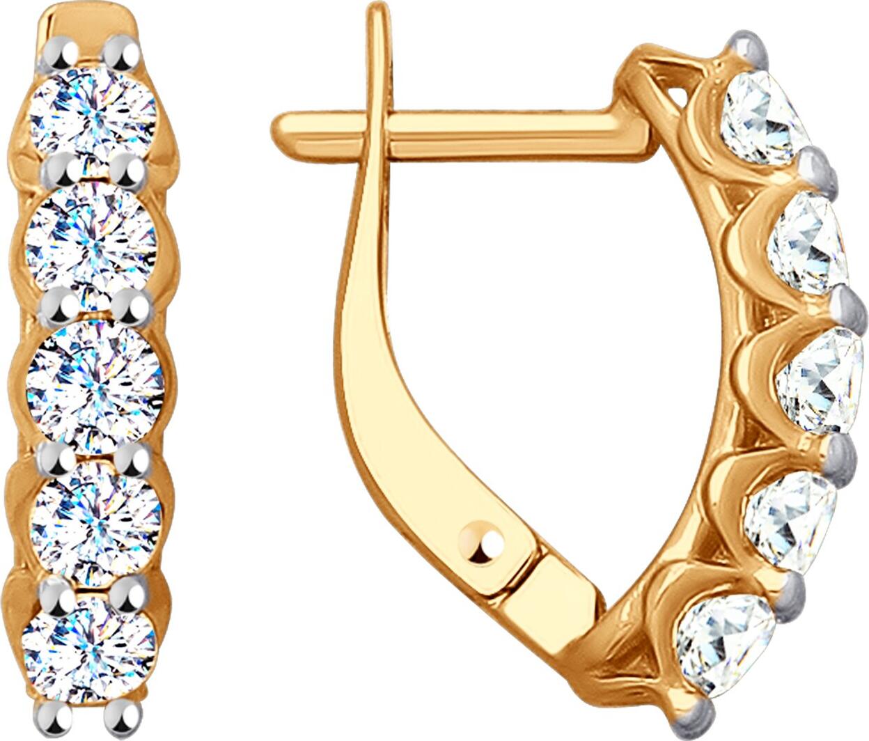 Brățară SOKOLOV 027928-4 pentru femei, Aur Roșu 375, Cubic Zirconiu rotund incolore 3mm, 2.007 ct, 2.33g, Închidere Englezească