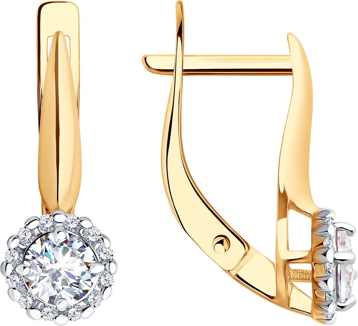 Diamant 51-120-02211-1 Women's 585 Red Gold Jewelry with 24 Round Colorless Cubic Zirconia 0.204 ct, English Lock, 18x6x4 mm