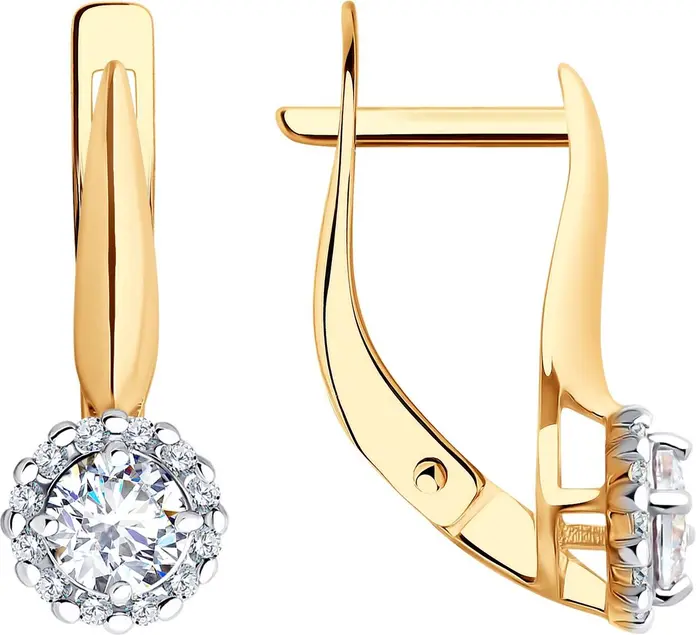 Diamant 51-120-02211-1 Women's 585 Red Gold Jewelry with 24 Round Colorless Cubic Zirconia 0.204 ct, English Lock, 18x6x4 mm