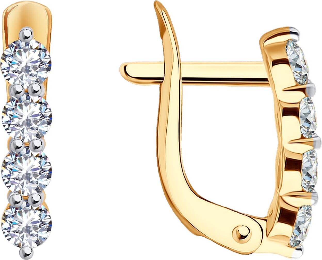 Diamant 51-120-02284-1 Kids' Earrings, 585 Red Gold, Round Colorless Cubic Zirconia 2.5mm, English Lock, 13mm Length, 0.978 ct