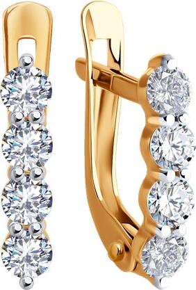 Diamant 51-120-02284-1 Kids' Earrings, 585 Red Gold, Round Colorless Cubic Zirconia 2.5mm, English Lock, 13mm Length, 0.978 ct