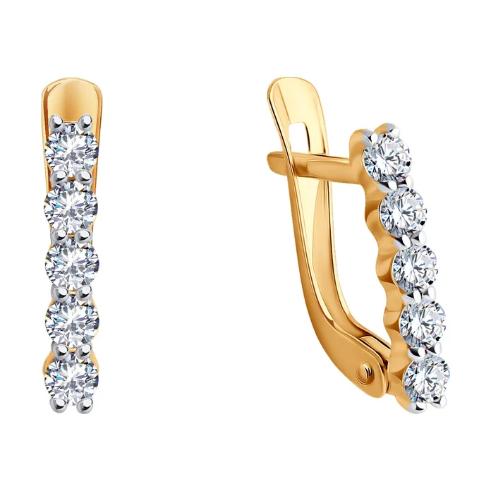 Bijuterie pentru copii Diamant 51-120-02283-1 din Aur Roșu 585 cu 10 Zirconii Cubice Incolor Rotunde, Închidere Englezească, 13mm