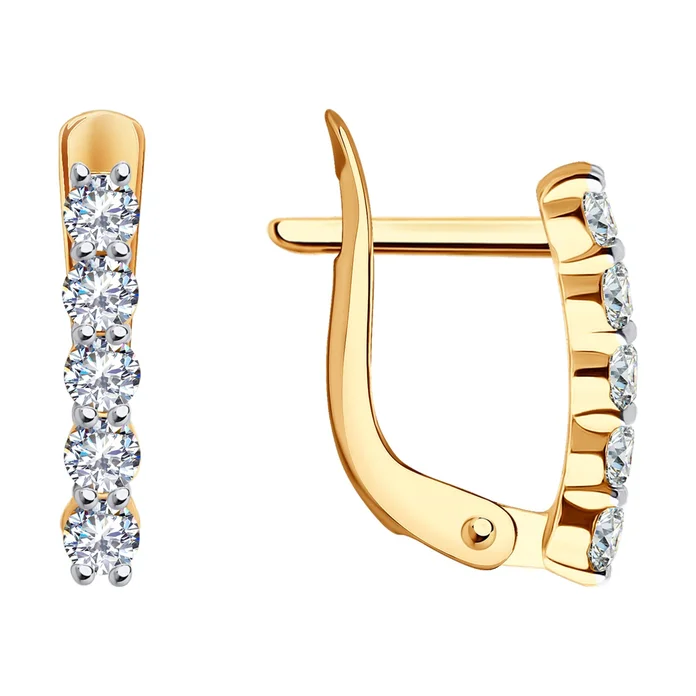 Bijuterie pentru copii Diamant 51-120-02283-1 din Aur Roșu 585 cu 10 Zirconii Cubice Incolor Rotunde, Închidere Englezească, 13mm