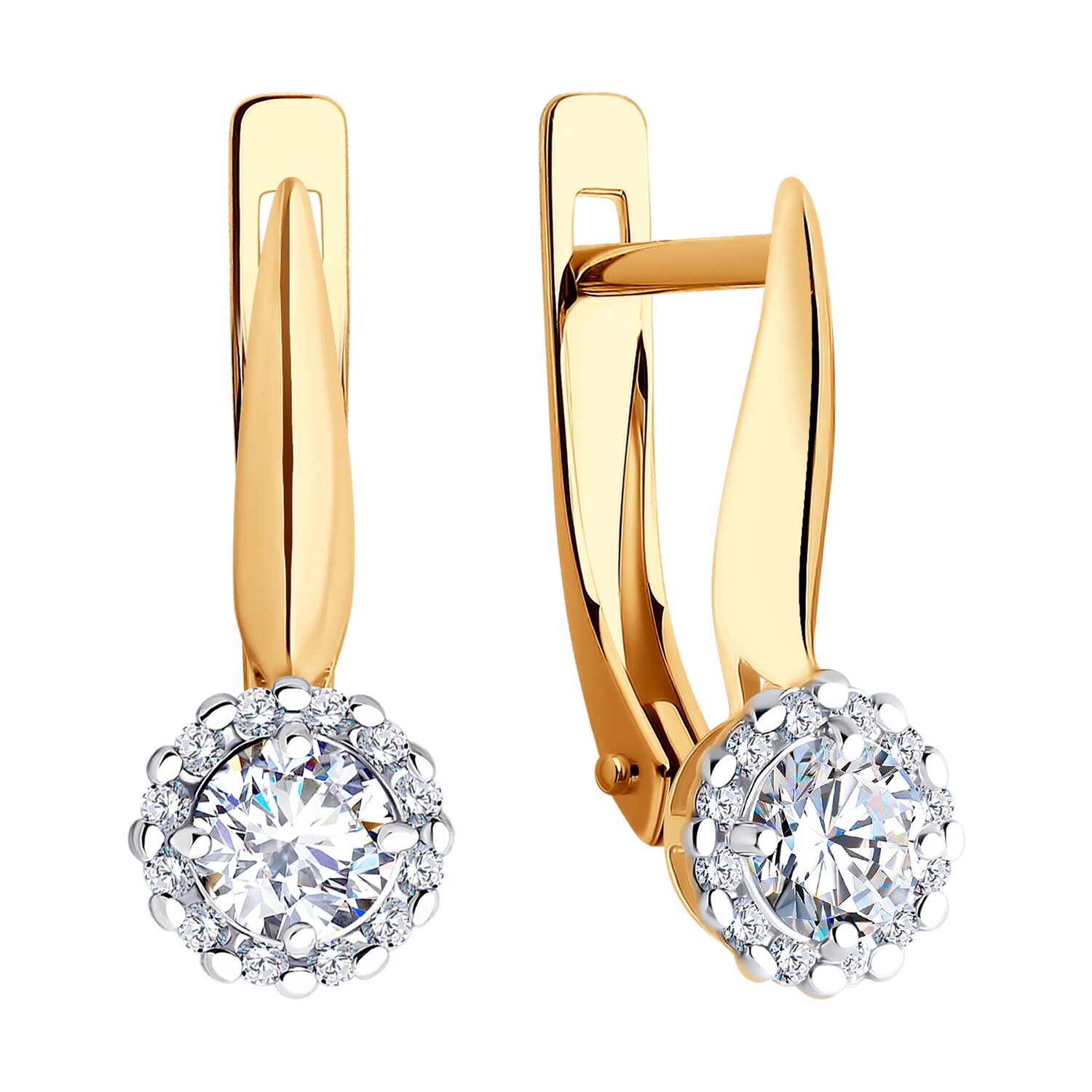 Diamant 51-120-02211-1 Women's 585 Red Gold Jewelry with 24 Round Colorless Cubic Zirconia 0.204 ct, English Lock, 18x6x4 mm