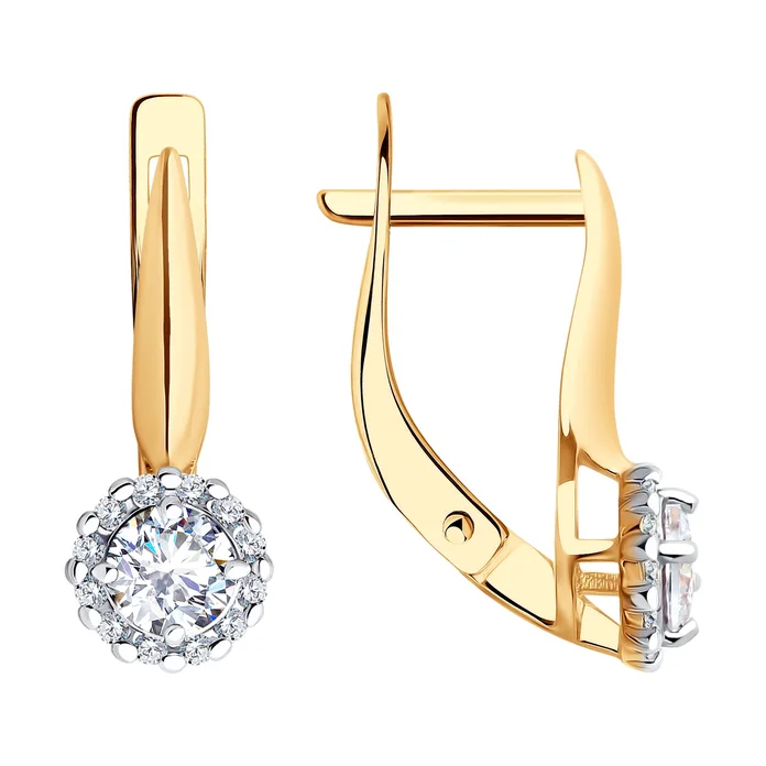 Diamant 51-120-02211-1 Women's 585 Red Gold Jewelry with 24 Round Colorless Cubic Zirconia 0.204 ct, English Lock, 18x6x4 mm
