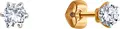 Diamant 51-122-01002-2 Women's Classic Earrings, 585 Red Gold, 4mm Round Colorless Cubic Zirconia, Screw-back Pusette Clasp, 0.901 ct
