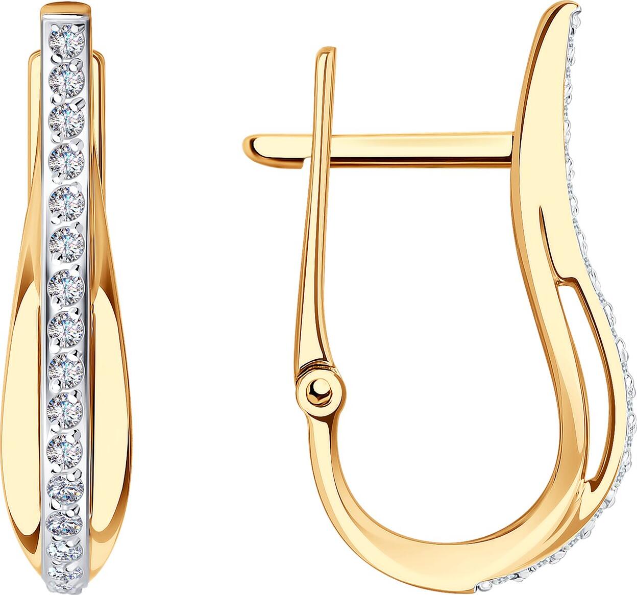 SOKOLOV 029052 Women's Jewelry, 585 Red Gold with Rhodium Coating, 34 Round Colorless Cubic Zirconia 0.289 ct, English Lock, 20mm Length