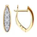 Cercei Diamant 51-120-02060-1 pentru femei, Aur Roșu 585, Cubic Zirconia Incolor Rotund, Închidere Englezească, 0.17 ct, 20 pietre, Stil Casual