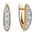 Cercei Diamant 51-120-02060-1 pentru femei, Aur Roșu 585, Cubic Zirconia Incolor Rotund, Închidere Englezească, 0.17 ct, 20 pietre, Stil Casual
