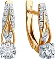 Diamant 51-120-02515-1 Women's Earrings, 585 Red Gold, 22 Round Colorless Cubic Zirconia 0.187 ct, English Lock Clasp, 2.44g