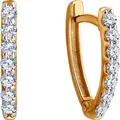 Diamant 51-120-02482-1 Women's Red Gold 585 Jewelry with 14 Round Colorless Cubic Zirconia, English Lock, 18mm, 2.43g