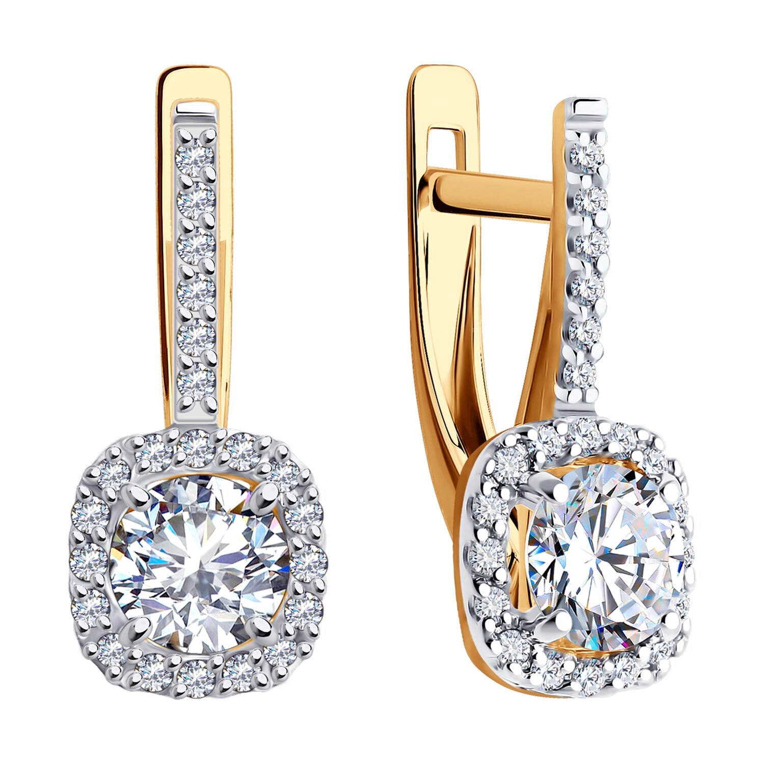 Bijuterie Diamant 51-120-02355-1 pentru femei, Aur Roșu 585, 44 pietre Zirconiu Cubic Incolor Rotund 0.374ct, Închidere Englezească, 18x7x5mm, 2.68g
