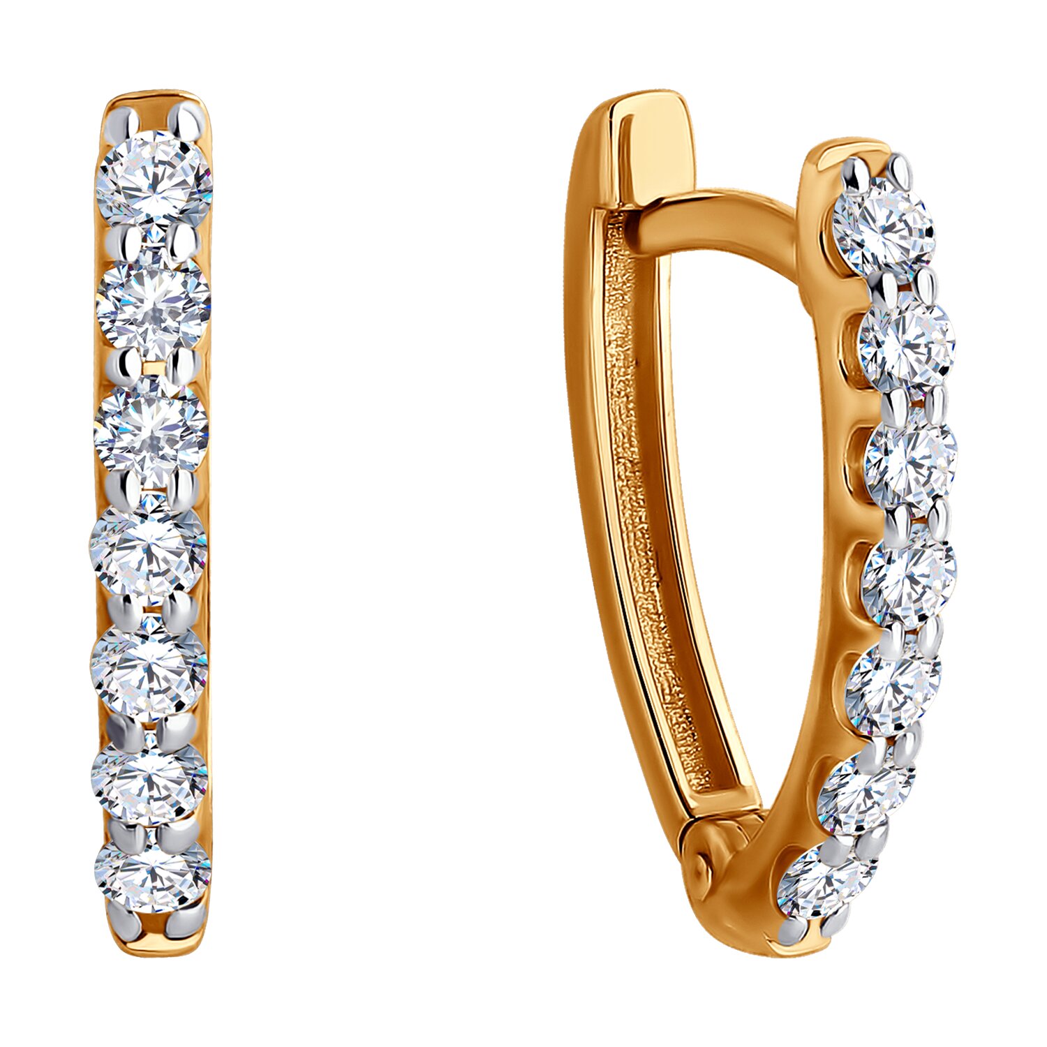 Diamant 51-120-02482-1 Women's Red Gold 585 Jewelry with 14 Round Colorless Cubic Zirconia, English Lock, 18mm, 2.43g