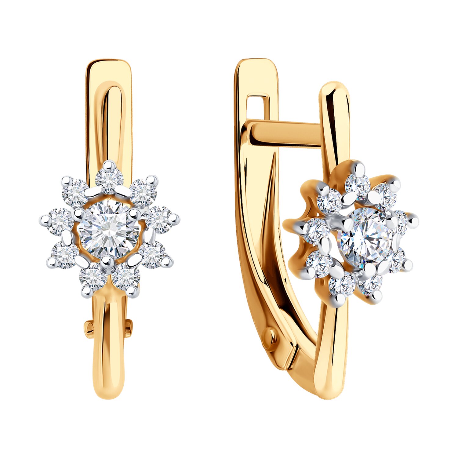 Bijuterie Diamant 51-120-02267-1 pentru femei, Aur Roșu 585, cu 18 Zirconii Rotunde Incolore, Închidere Englezească, 1.96g