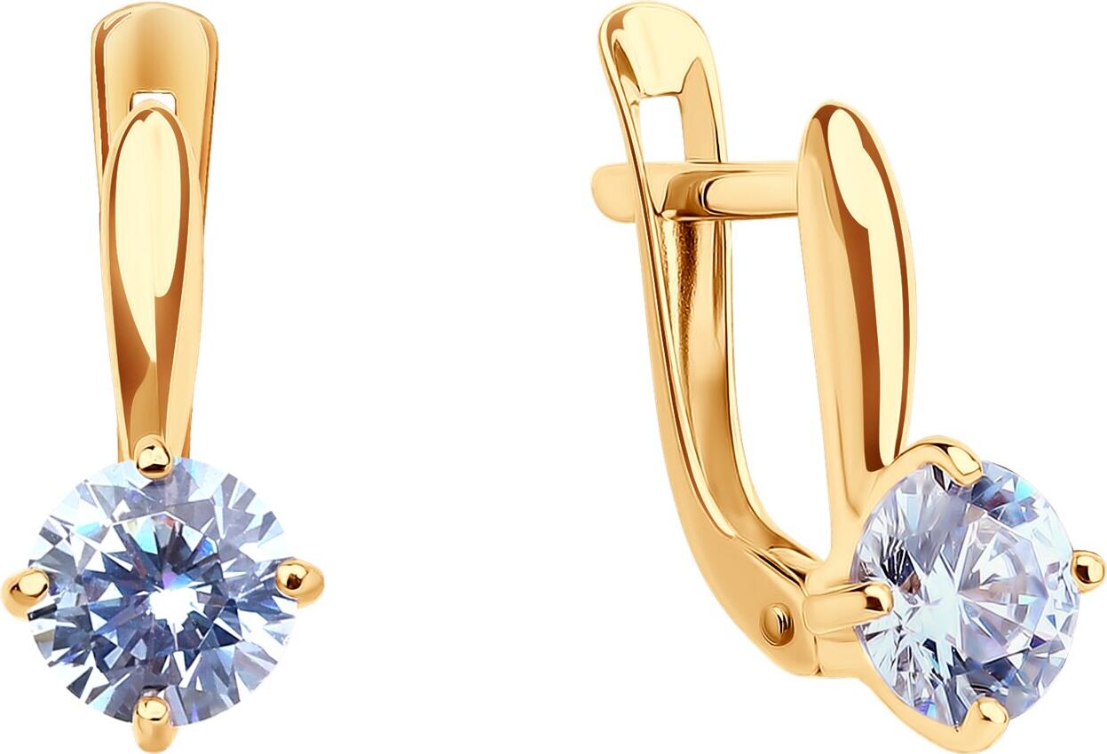 Diamant 51-120-02784-1 Children's Earrings, 585 Red Gold, Round Blue Cubic Zirconia 5mm, 1.701 ct, 16x6x5 mm