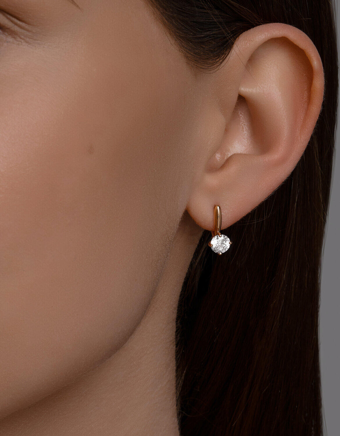 Diamant 51-120-02784-1 Children's Earrings, 585 Red Gold, Round Blue Cubic Zirconia 5mm, 1.701 ct, 16x6x5 mm