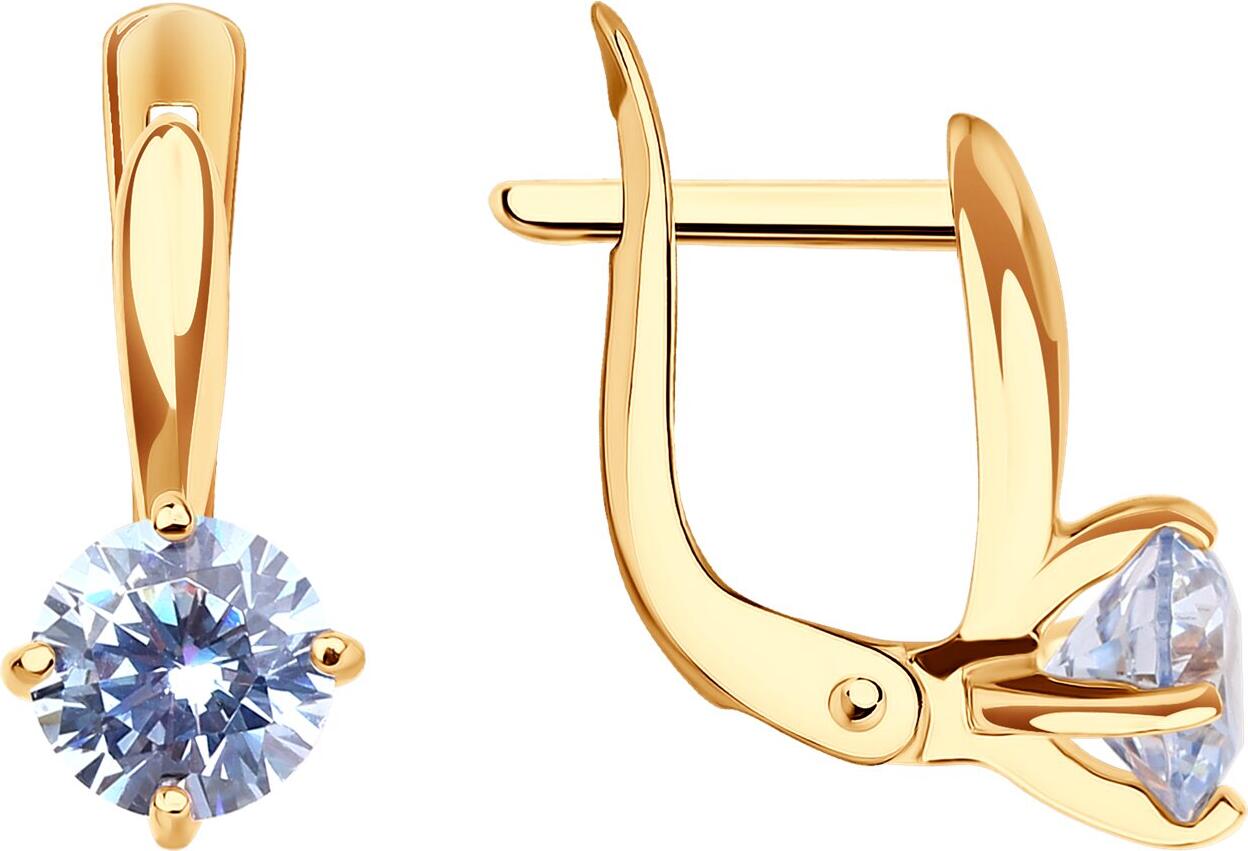 Diamant 51-120-02784-1 Children's Earrings, 585 Red Gold, Round Blue Cubic Zirconia 5mm, 1.701 ct, 16x6x5 mm