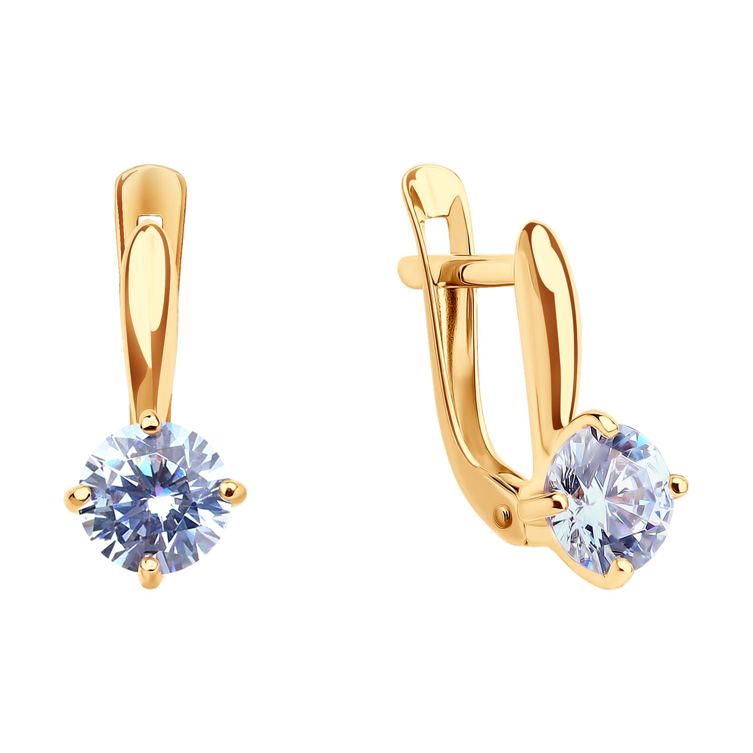 Diamant 51-120-02784-1 Children's Earrings, 585 Red Gold, Round Blue Cubic Zirconia 5mm, 1.701 ct, 16x6x5 mm