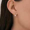 SOKOLOV 0200653 Children's Hoop Earrings with Star Pendants, 585 Red Gold, Rhodium Plated, Colorless Cubic Zirconia 0.152 ct, 1.52 g