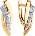 Diamant 51-120-02103-1 Женские серьги из красного золота 585 с 18 круглыми бесцветными фианитами 0.297 ct английский замок 22x7x3 мм