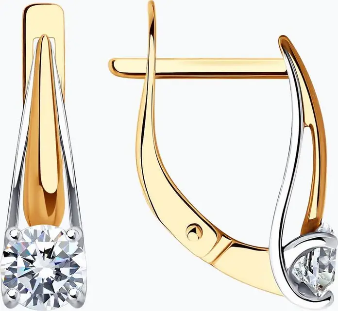 Diamant SOKOLOV Jewelry Set 51-120-01727-1, 585 Red Gold Ring and Pendant with Round Colorless Cubic Zirconia 4.5 mm, Women's Elegant Set