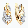 Серьги Diamant 51-120-02191-1 для женщин, красное золото 585 пробы, 28 круглых бесцветных фианитов, 0.252 карата, английский замок, 2.59 г