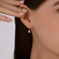 Cercei copii Diamant 51-120-02845-1, Aur Roșu 585, Zirconiu Cubic Roz formă Inimă, Închidere Franceză, Stil Casual, 1.16g