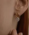 Cercei SOKOLOV 027405 pentru femei, Aur Roșu 585, Cubic Zirconiu Incolor Rotund 2.5mm, 0.98 ct, Închidere Englezească, 2.61g