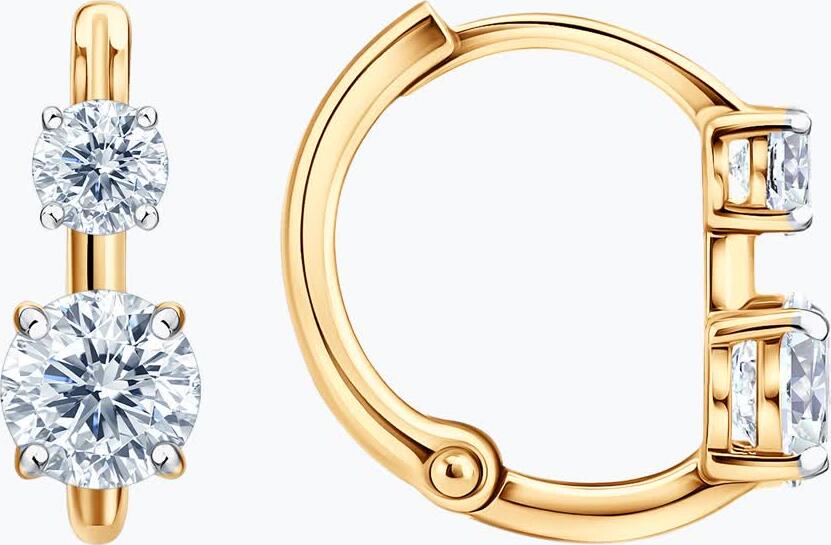 SOKOLOV 0201060 Cercei pentru femei, Aur Roșu 585, Zirconiu Cubic Incolor Rotund 4.5mm, 1.309 ct, 1.55g
