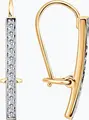 Cercei SOKOLOV 0201095 pentru femei, Aur Roșu 585, 24 Cubic Zirconia (Fianit) Incolor Rotund, Închidere Franceză, 1.59g, 19mm