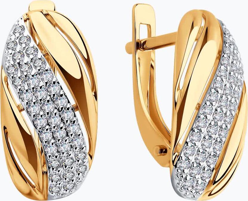 Diamant 31-120-00233-1 Женское украшение из красного золота 375 пробы с 68 круглыми бесцветными фианитами, английский замок, 2.25 г