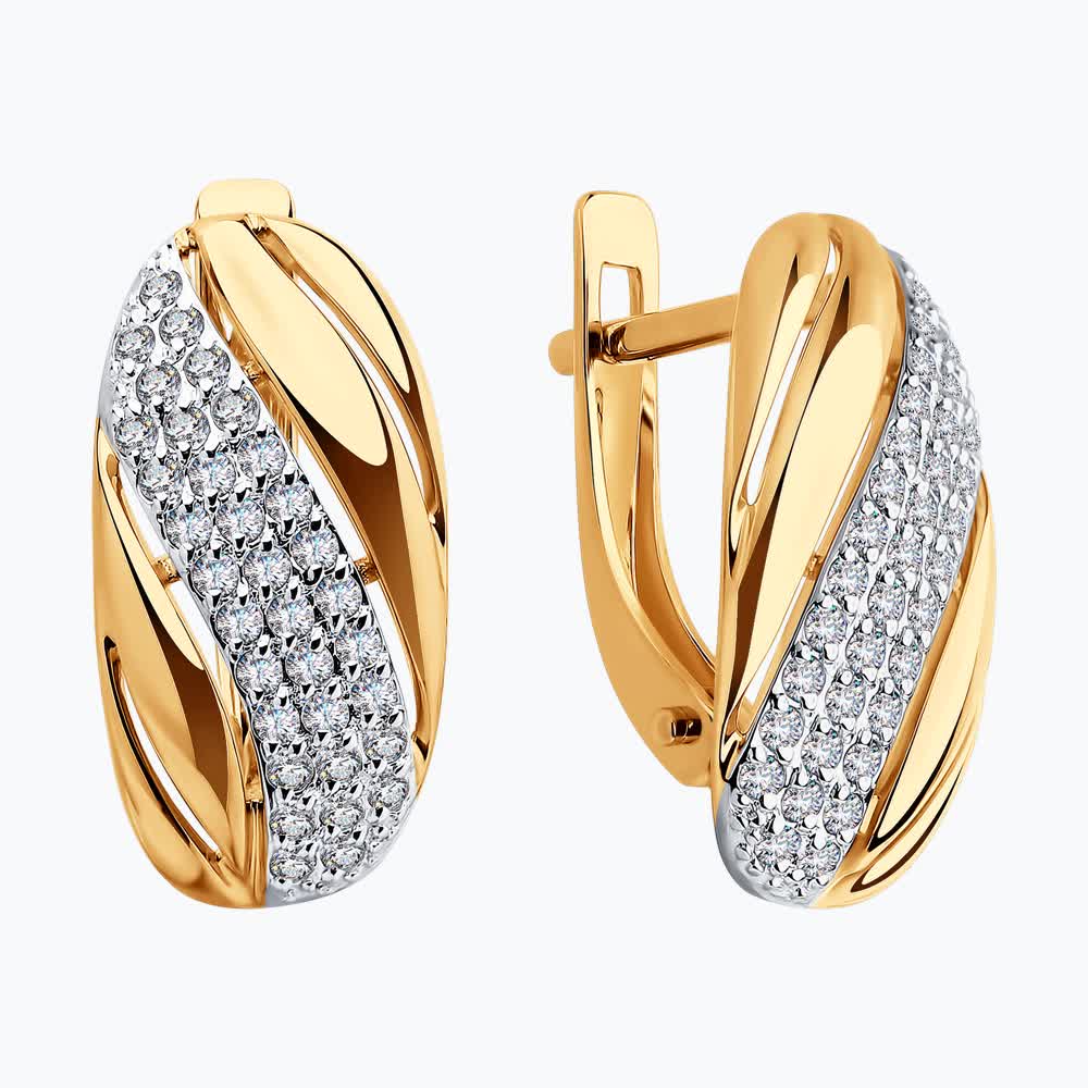 Diamant 31-120-00233-1 Женское украшение из красного золота 375 пробы с 68 круглыми бесцветными фианитами, английский замок, 2.25 г