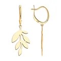 SOKOLOV 93022327 Women's Leaf-Shaped Pendant, 925 Sterling Silver with Gold Plating, Gilded Silver Jewelry, English Lock, 44x16x3 mm, SKLV Collection